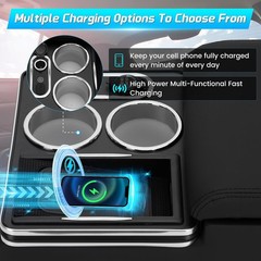 USA Universal Car Center Console Armrest Organizer Wireless Charging Holder Cup