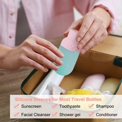 4 Pcs Silicone Bottle Covers for Travel, Stretching Elastic Sleeves, Multicolor