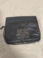 Diesel Fuel For Life Dark Brown Travel Toiletry Bag Fold-Out Organizer Zip Pouch