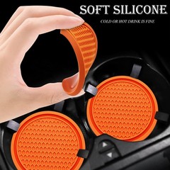 MEAJOO 4PCS Car Cup Holder Coaster, Universal Auto Non-Slip 4 pcs, Orange