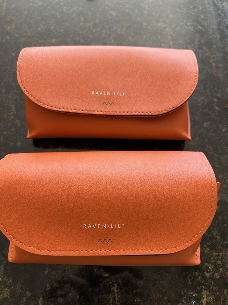 Set of 2 American Airlines Raven-Lily Leather Travel Kit Sunglasses Pouches