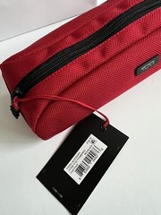 Tumi Red Black Travel Accessory Zipper Small Cord Pouch Bag