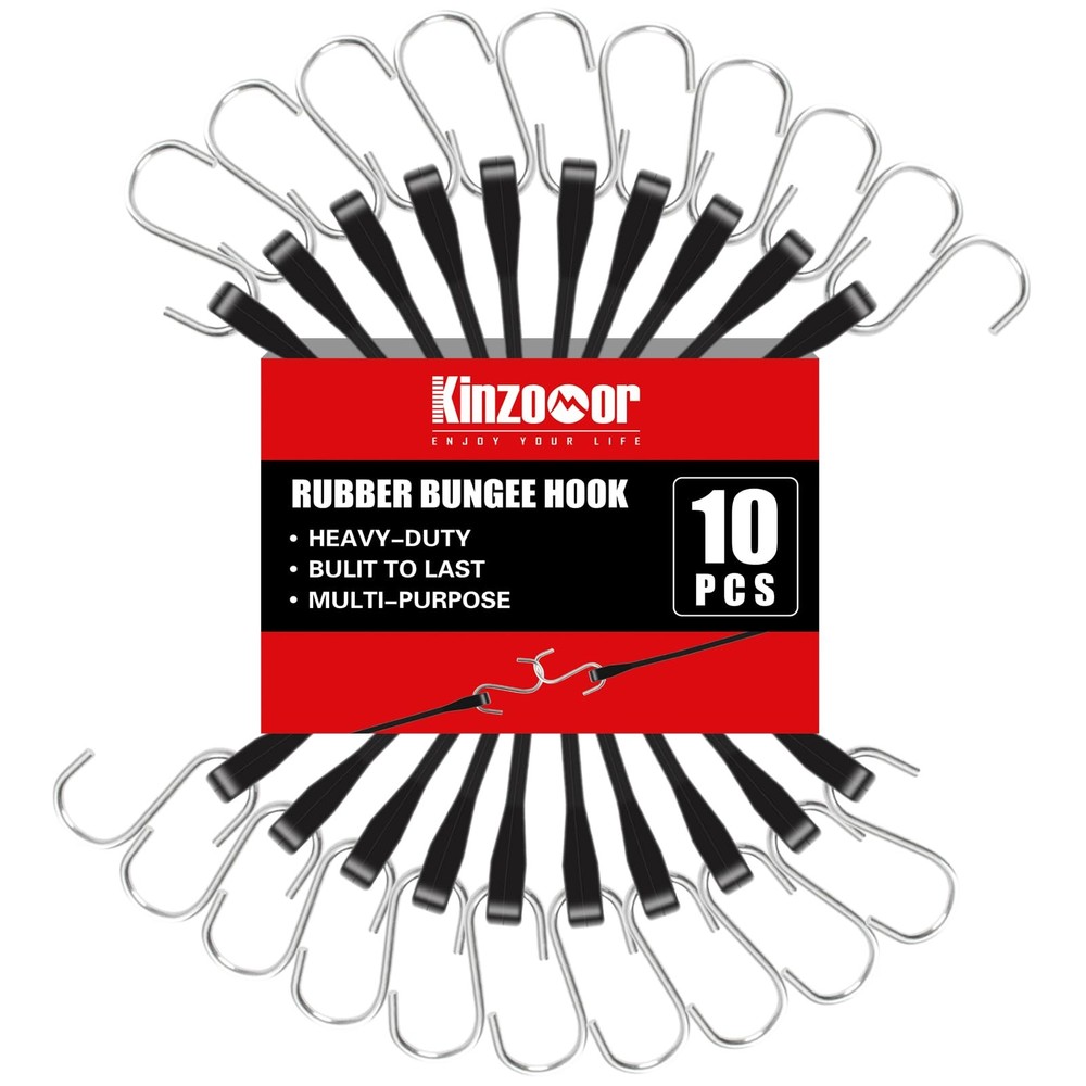 Kinzomor 6 Inch Rubber Bungee Cords with Hooks,Black 6 IN, Black