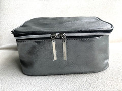 Make Up Bag, Travel Case, Toiletries, Medicine, Silver, Zippered, VTG Lancome