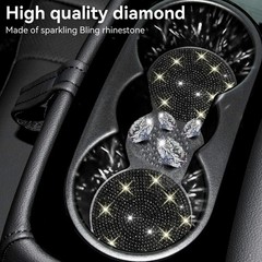 SINGARO Bling Cup Holder Coasters for Car, 2PCS Universal 2PCS, Black