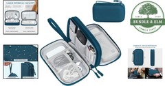 Double Layer Portable Electronics Pouch with Zipper Closure and Compartments