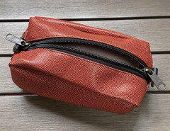Jonny Sport Composite Leather Basketball Look Toiletry Travel Bag Zip Pouch 10in