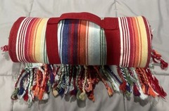 World Market Multicolored Striped Picnic Beach Stadium Blanket Cotton 60X60
