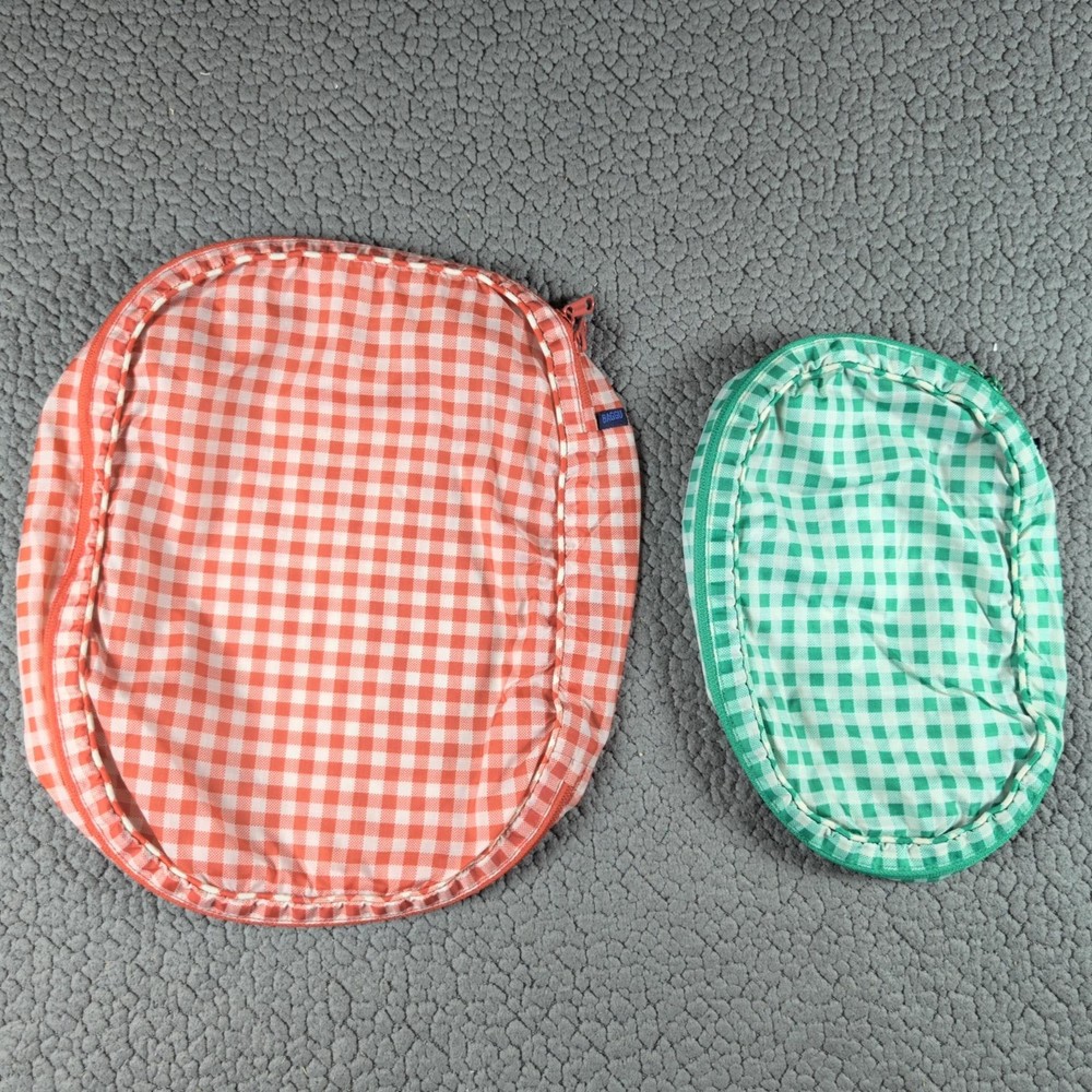 BAGGU Gingham Packing Cubes Red Green Set Of 2 Recycled Nylon Travel Organizer