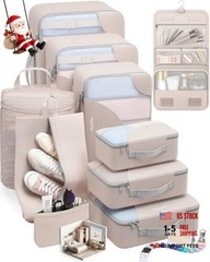 10 Set Packing Cubes for Travel, Gifts for 10 Set(Toiletry/Checked) 01 Cream