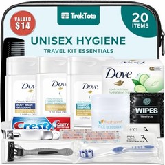 20 Piece Unisex Travel Hygiene Kit with Toiletries & Personal Care Essentials,