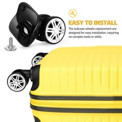 4 Pcs Suitcase Luggage Wheels Replacement Dual Row Swivel Casters ABS Material