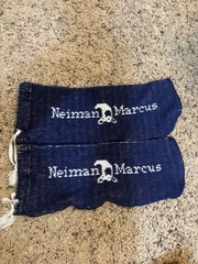 BLUE Vintage Neiman Marcus Knit Shoe Cover Bags 4&Prime; x 13&Prime;