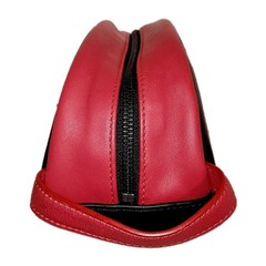 FITLEIST RED LEATHER BLACK NYLON DOPP KIT BAG