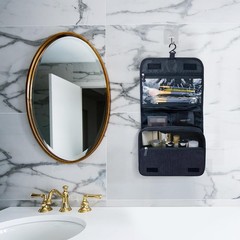Elegant Large Capacity Toiletry & Cosmetic Bag with Hanging Hook for Travelers