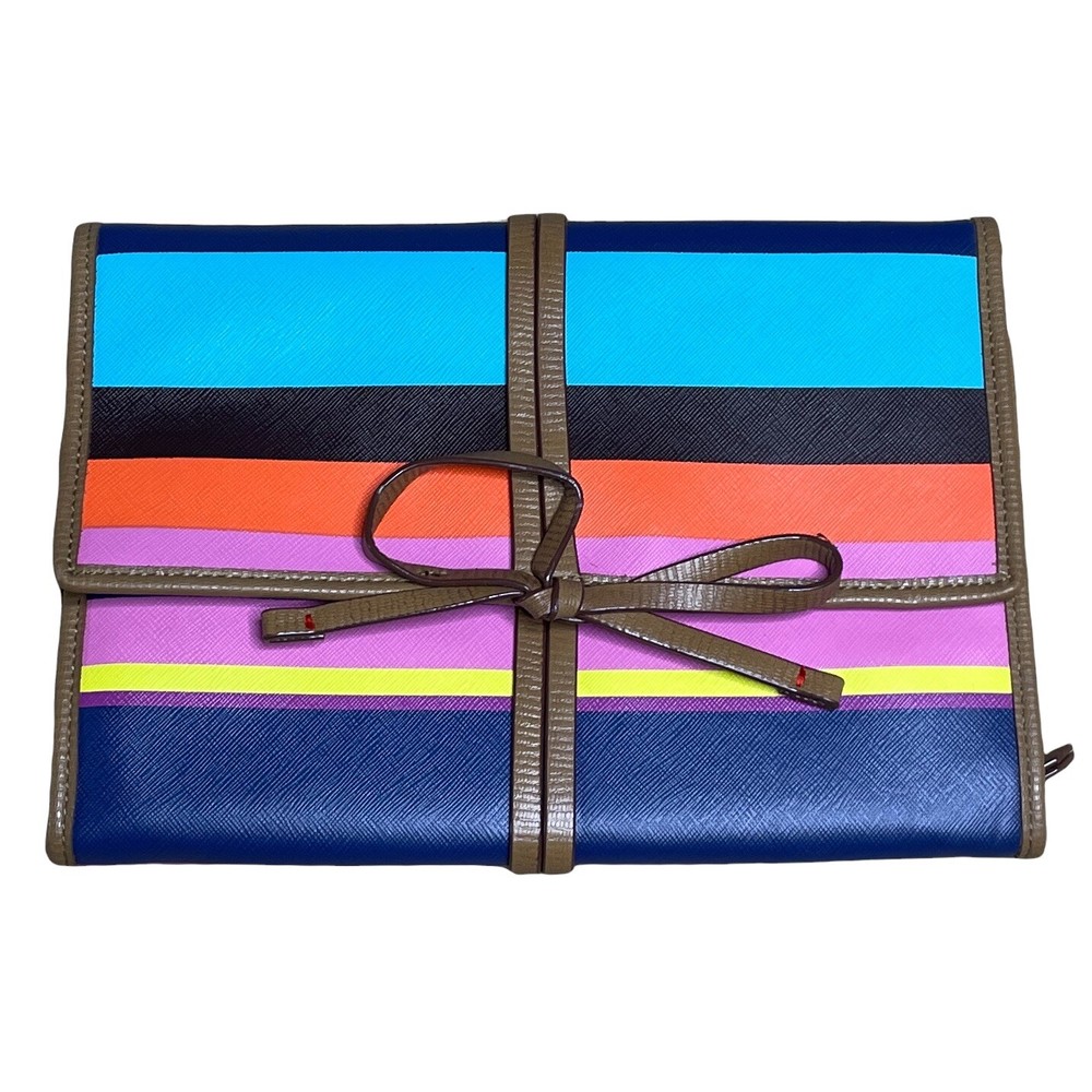 Stella & Dot Striped Travel Jewelry Pouch Bag Case Multi Color Stripe