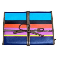 Stella & Dot Striped Travel Jewelry Pouch Bag Case Multi Color Stripe