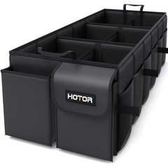 HOTOR Foldable Trunk Organizer Car SUV Sedan Storage 2 Compartments Black