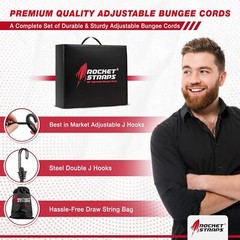 Ultimate Adjustable 20 Piece Bungee Cords- 48&Prime; x 8mm, Black
