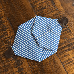Blue & White Striped Canvas Zippered Pouch Travel Organizer Bag, Toiletries Case