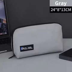 Electronics Travel Organizer Pouch Multi-Partition Zipper Case Black/Gray