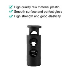 Plastic Double Holes Rope Clamp Backpack Lever 4mm D. 30 Pcs Black