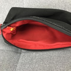 Disney Mickey Mouse Black Canvas Travel Pouch Red Sequin Cosmetic Makeup Bag