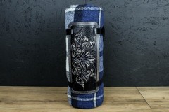 Handmade Leather Motorcycle Blanket Roll / Custom Carved Bedroll Straps