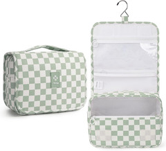 Small Hanging Travel Toiletry Bag for Traveling Women, Checkered Travel