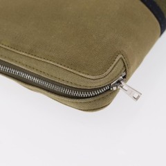 HERMES Fourre Tout Travel Case Canvas Khaki Auth am10597