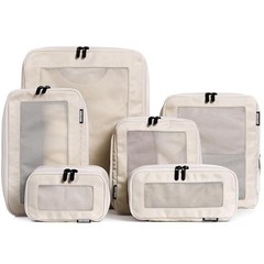 Compression Packing Cubes for Travel – Luggage Organizer Bags – 6-Pack Beige