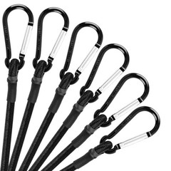 Kinzomor 12 Inch Bungee Cord with Carabiner Hook, 1/3 Thick 12 IN, Black