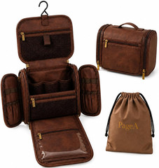 PageA Compact Travel Toiletry Bag for Men, Small Portable Hanging Dopp Kit
