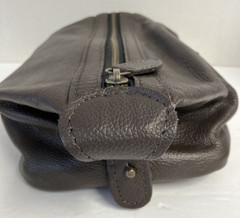 POTTERY BARN MENS BROWN LEATHER GRANT SHAVING TOILETRY BAG CASE « MONOGRAMMED CT »