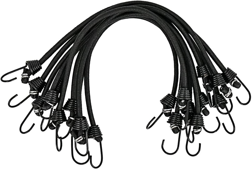 RIO Direct 10 Pack Bungee Cords with Hooks 9 Inch – Mini Cords, Black