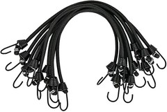 RIO Direct 10 Pack Bungee Cords with Hooks 9 Inch – Mini Cords, Black