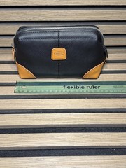 BRIC’S x Qatar Airways Amenity Bag Black Tan Leather Travel Case by Formia NEW
