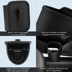 1797 Large Car Door Cup Holder Clip On Back Seat Pocket Water Bottle Black