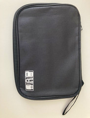 Black Zippered Travel Digital Bag Cable Organizer Case w/ Elastic Loops Pockets