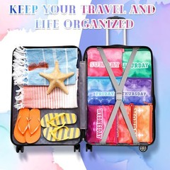 7 Pcs Packing Cubes for Travel Kids Days of Week Compression Packing Cubes