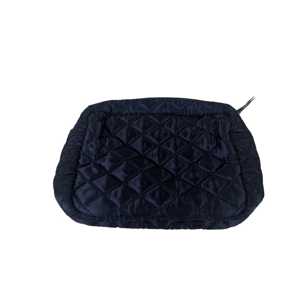 Misook Quilted Cosmetic Makeup Bag Pouch Navy Blue Zip Small Travel Organizer